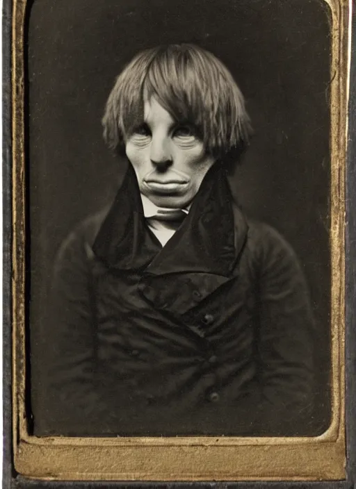 Prompt: the elephant man, Daguerreotype, classical portrait, 1849