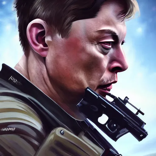 Prompt: Muscular elon musk as a soldier , historical photo , digital art , trending on artstation , Hyperdetailed , CGSociety