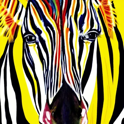 Prompt: portrait friendly laughing happy stylish realistic zebra. background in the style of art nouveau. lively. colorful. hd.