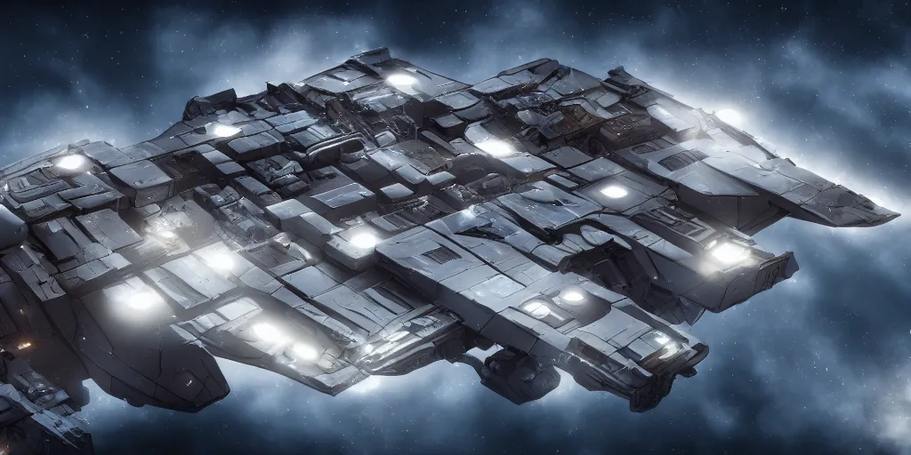 Prompt: vaygr battle cruiser, Homeworld style, cinematic lighting