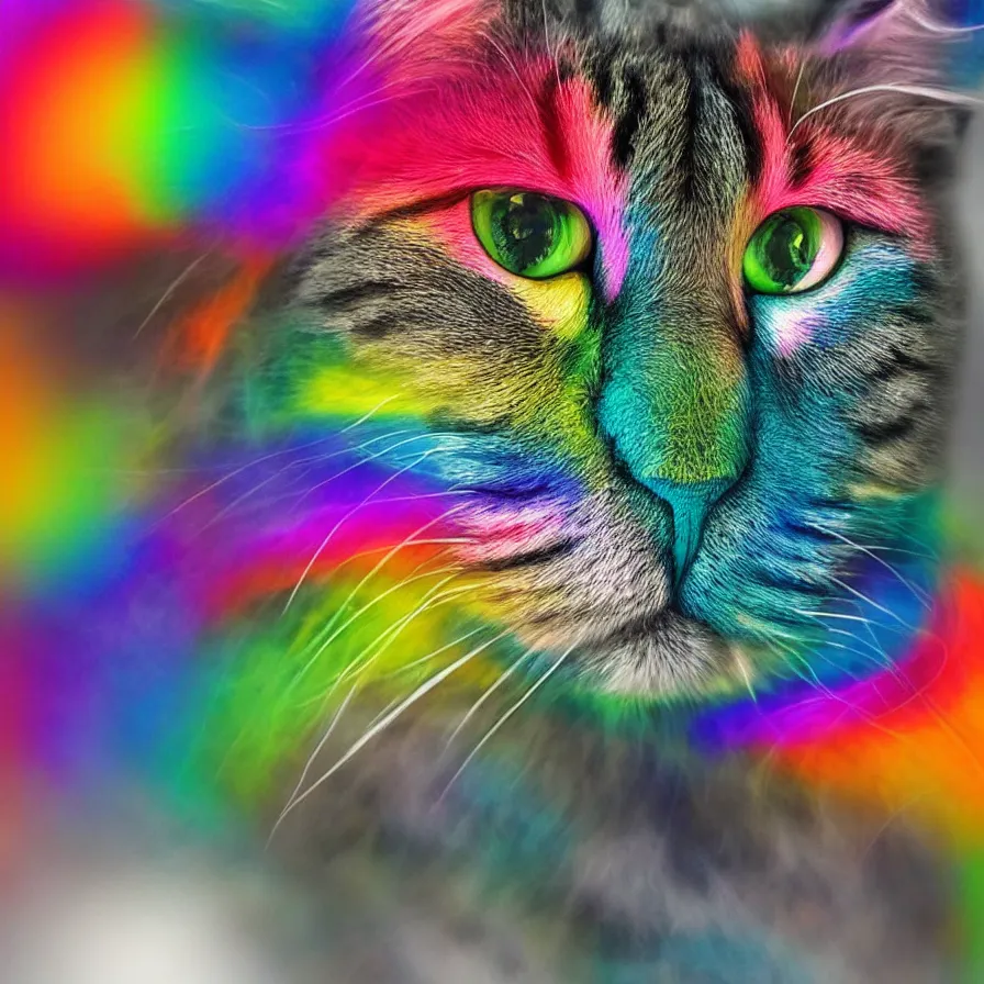 Prompt: a Rainbow cat, ultra realistic, 8K