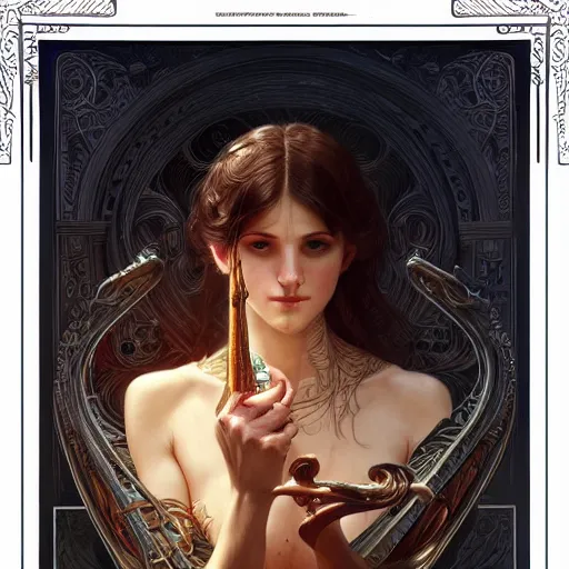 Image similar to a strange harp, d & d, fantasy, intricate, elegant, symmetrical face, highly detailed, digital painting, artstation, concept art, smooth, sharp focus, illustration, art by artgerm and greg rutkowski and alphonse mucha