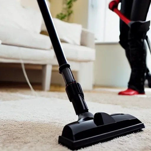 Image similar to Darth Vader vacuuming the house, photo realistic, award-winning, highly-detailed