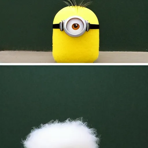 Image similar to a fluffy white cloud!! shaped like a minion!!!!