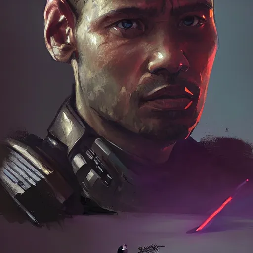 Image similar to portrait of a man by greg rutkowski, a soldier of the galactic dominion, wearing a purple tactical gear, star wars expanded universe, highly detailed portrait, digital painting, artstation, concept art, smooth, sharp foccus ilustration, artstation hq