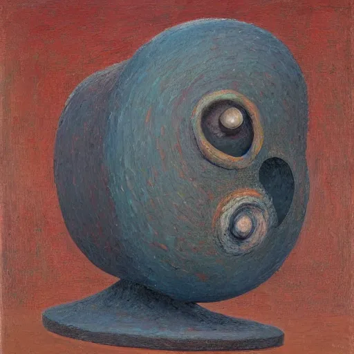 Image similar to a detailed impasto painting by shaun tan and louise bourgeois of an abstract forgotten sculpture by ivan seal and the caretaker