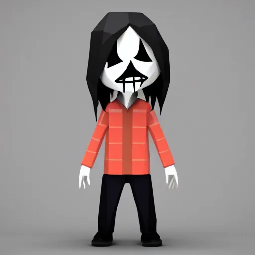 Prompt: low polygon jeff the killer on a white background, isometric, ultra hd, octane render