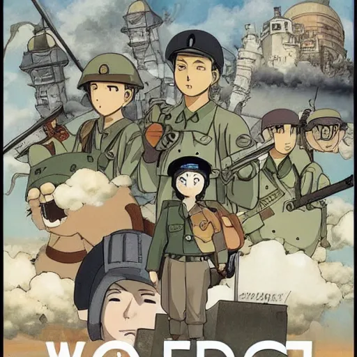 Image similar to world war 2 by studio ghibli