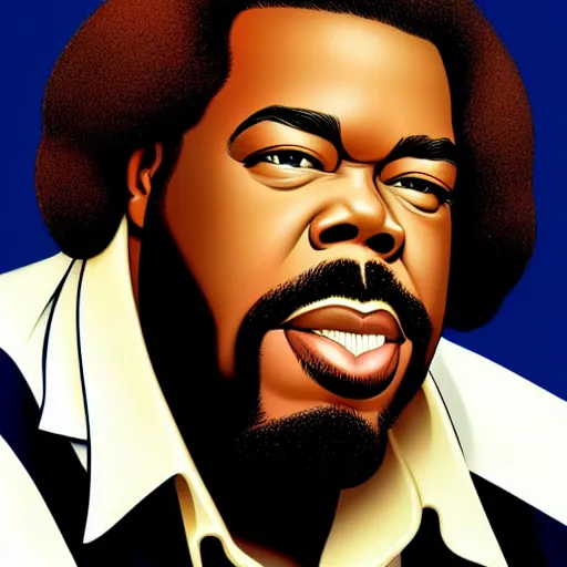 Prompt: barry white by clyde caldwell, ilya kuvshinov, rossdraw, very detailed