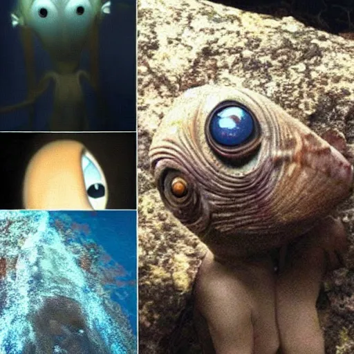 Image similar to “a unique alien creature caught on camera, uncanny, mind blowing”