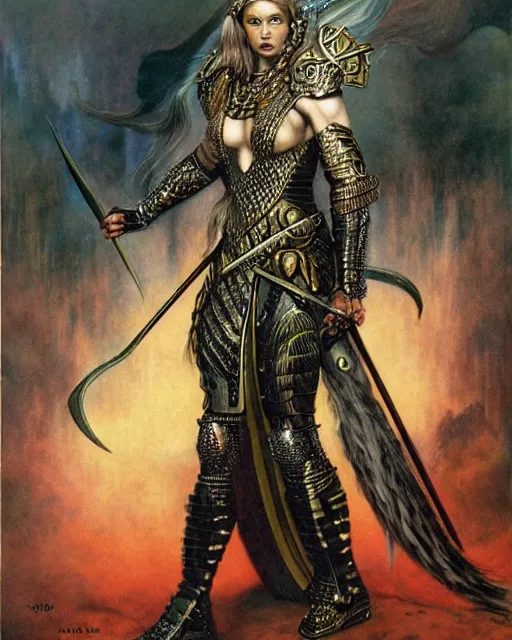 Prompt: a fierce and muscular warrior princess in full armor, fantasy character portrait by howard david johnson, kay nielsen, yael nathan