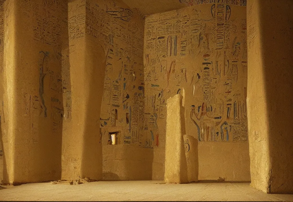 Prompt: egyptian tomb of pharaoh the great. by jmw turner, caspar david friedrich, jean pierre ugarte, albert bierstadt, karl heilmayer, roger dean, robert adams,