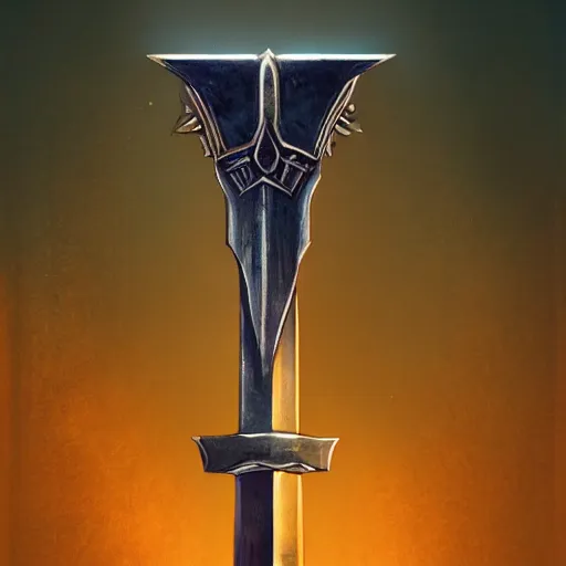 Prompt: concept art of rare legendary sword, perfect symmetry, rpg, detailed, digital art, d & d, incredible, digital painting, cinematic view, no noise, global illumination, warm lighting, volumetric, vivid, intricate details, ultra realistic, volumetric lighting, warm colors advance, cell shading