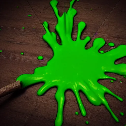 Image similar to wooden staff splattered with green slime, octane render