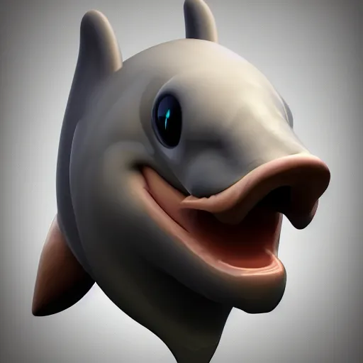 Prompt: anthropomorphic bottlenose dolphin headshot profile picture, bulbous snout, commission on FurAffinity, unreal engine