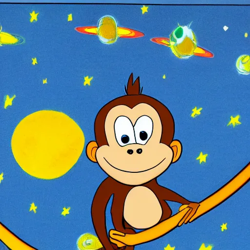 Image similar to A cartoon of a monkey in space