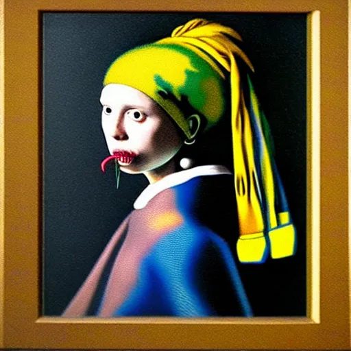 Image similar to sonic the hedgehog with a Pearl Earring painted by Beksinski