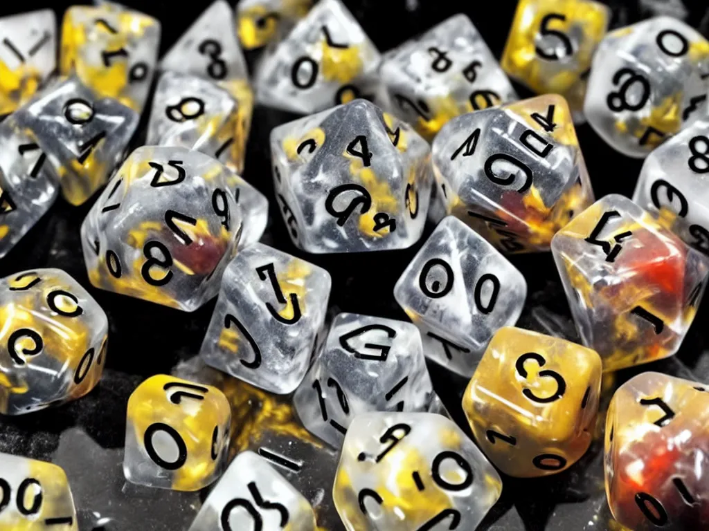Prompt: RPG dice exploding