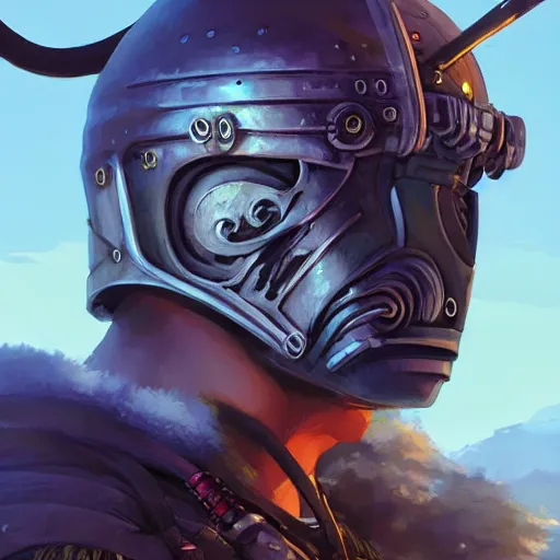 Image similar to cyberpunk viking helmet mask warrior goddess robot ninja fantasy, art gta 5 cover, official fanart behance hd artstation by jesper ejsing, by rhads, makoto shinkai and lois van baarle, ilya kuvshinov, ossdraws