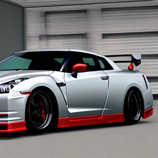 Prompt: modified Nissan GTR in dream city