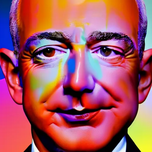 Prompt: Jeff Bezos by Jeff Koons, zoomed out, orange backgorund, pastel colours, 4k, 8k, pleasent composition, minimalistic