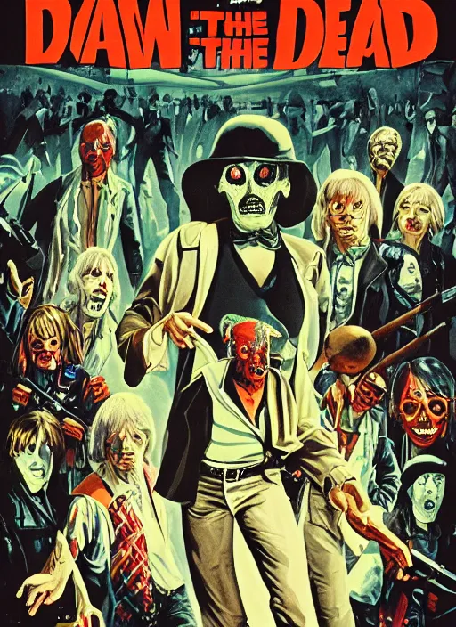 Image similar to Dawn of the Dead (1978) poster, Highly detailed, centered, concept art, smooth, sharp focus, illustration, Wes Wilson, Bonnie MacLean, Stanley Mouse, Alton Kelley, Greg Irons, Lee Conklin