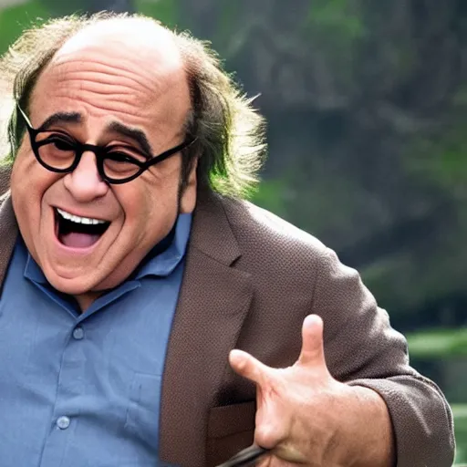 Prompt: Danny Devito in the CGI to look like a dinosaur