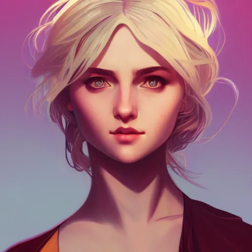 Image similar to Ciri, ambient lighting, 4k, alphonse mucha, lois van baarle, ilya kuvshinov, rossdraws, artstation