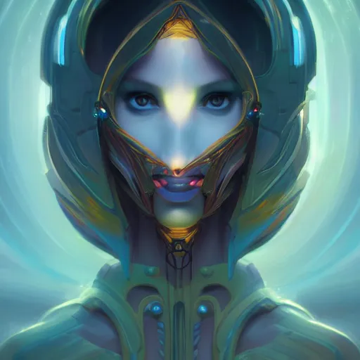 Prompt: portrait of a stunningly beautiful cybernetic emanation, profile, by pete mohrbacher and artgerm and wlop, digital art, highly detailed, intricate, fantasy, mystical, Trending on Artstation HQ, deviantart, unreal engine, 4K UHD image