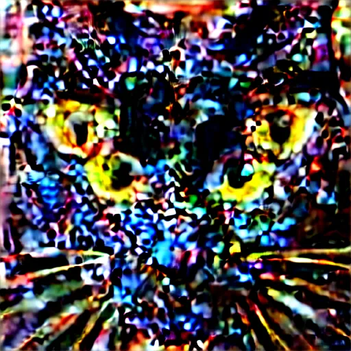 Image similar to a female black cat with red eyes and a gold crescent moon in her forehead