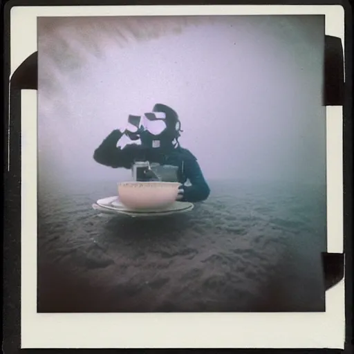 Image similar to underwater smoke tea party on the moon photo polaroid