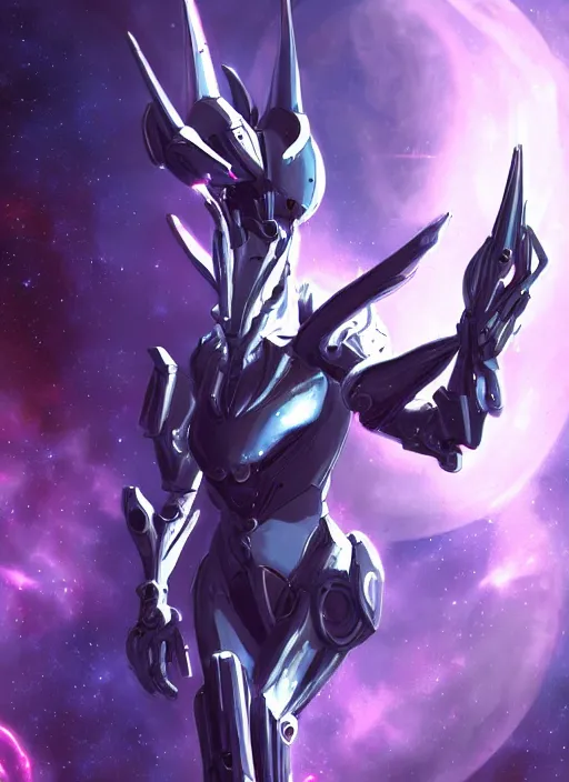 Prompt: cinematic shot, cosmic sized perfectly proportioned stunning beautiful hot anthropomorphic robot female mecha dragon, female dragon head, silver, fuschia flesh, floating in empty space, nebula sized, larger than galaxies, holding a tiny galaxy, epic proportions, epic size, epic scale, furry art, dragon art, giantess art, warframe fanart, furaffinity, deviantart