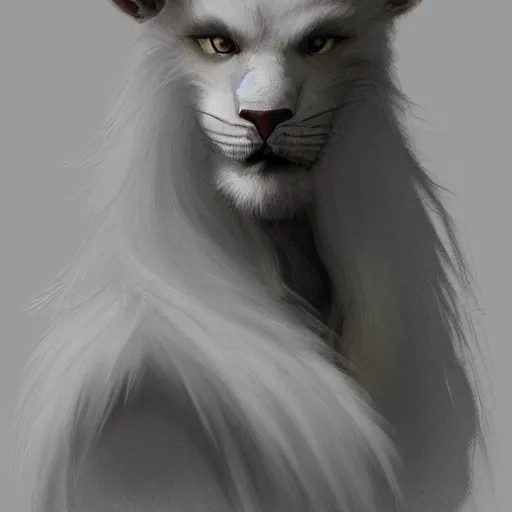 Image similar to portrait of a white panter with a very long fur and wizard hat, fantasy, trending on artstation, heroic pose, illustration, highly detailed, simple, 8k