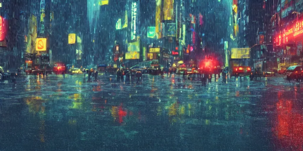 Image similar to a film still trough a raincovered window on a rainy but colourful day in new york. sparkling lights, wide shot, frog perspective, wes anderson, studio ghibli, pixar and disney animation, sharp, rendered in unreal engine 5, anime key art by greg rutkowski, bloom, dramatic lighting