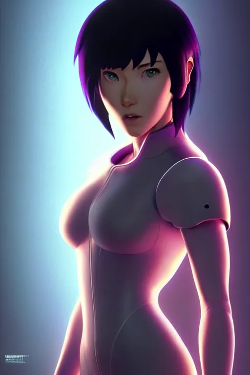 Image similar to weta disney pixar movie still portrait photo of ghost in the shell anime : : as motoko kusanagi by pixar : : by ilya kuvshinov, rossdraws, artgerm, maxim cover, octane render, 3 d, volumetric lighting, anti aliasing, raytracing : :