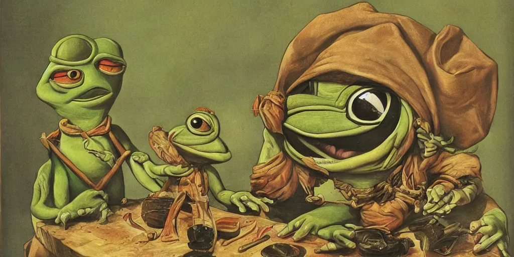 Prompt: pepe the frog, proclamation of the german empire by anton von werner