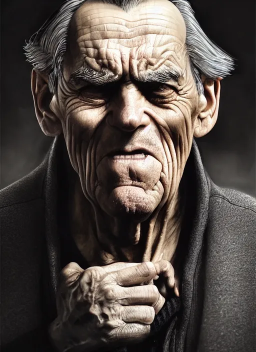 Prompt: photo of a nasty old man with a hunchback in the style of stefan kostic, realistic, sharp focus, 8 k high definition, insanely detailed, intricate, elegant, art by stanley lau and artgerm