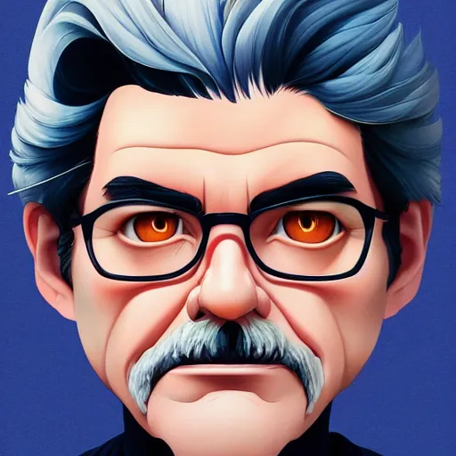 Image similar to face icon stylized minimalist george lucas, loftis, cory behance hd by jesper ejsing, by rhads, makoto shinkai and lois van baarle, ilya kuvshinov, rossdraws global illumination