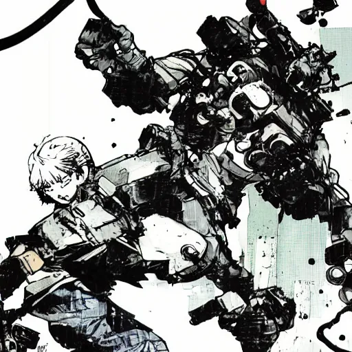 Prompt: a tight shot of a monkey attacking a child in Japan by Yoji Shinkawa and Ashley Wood, rule of thirds