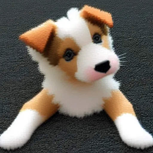 Image similar to cute collie puppy, pixelart