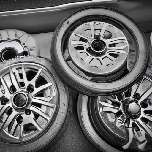 Image similar to photo of a car with a hundred wheels