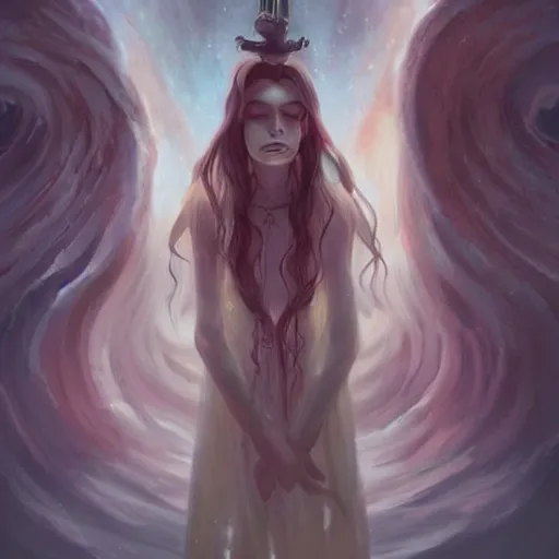 Image similar to spirits whose names they called in terror or welcome, until an angry priest cast a spell on them, art by charlie bowater