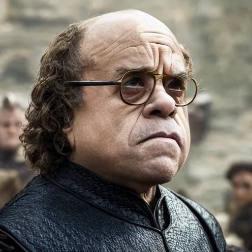 Prompt: Danny DeVito as Tyrion Lannister, still from Game of Thrones, tv show, detailed, 4K