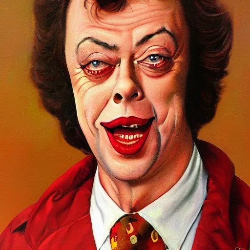 Prompt: painting of Tim Curry in the style of Norman Rockwell , 8k high definition high quality