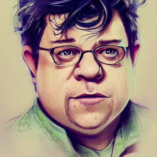 Prompt: An anime portrait of Patton Oswalt, by Stanley Artgerm Lau, WLOP, Rossdraws, James Jean, Andrei Riabovitchev, Marc Simonetti, and Sakimichan, tranding on artstation