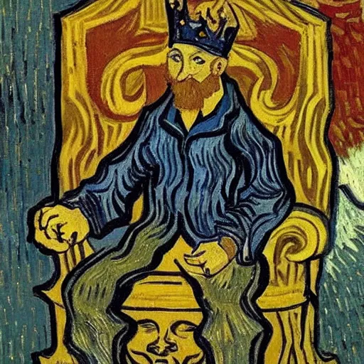 Image similar to a king on his throne by vincent van Gogh