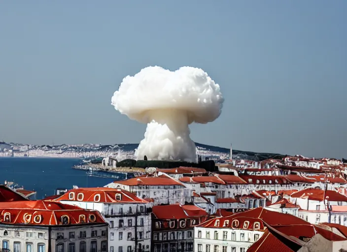 Prompt: nuclear mushroom cloud over lisbon