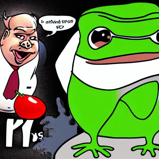 Prompt: Fat Chuck vs. pepe frog
