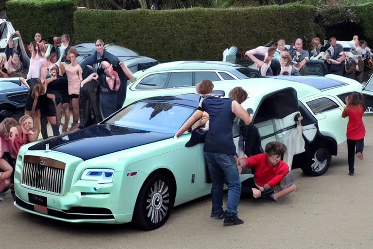 Image similar to rabid teenagers decide to drown Rolls-Royce