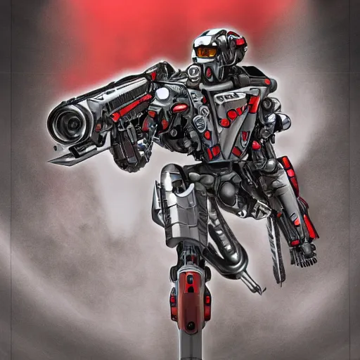 Image similar to ruger redhawk 3 5 7 8 shot revolver mobile combat suit firearm rococo robot, biomechanical, handgun mecha android, detailed illustration, concept art, smooth, sharp focus, by rem koolhas, bandai macross box art